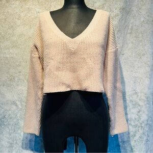 superdown Women's light pink V-Neck cropped Sweater